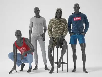Male mannequins with clothes RELAXED pack 3D model