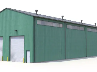 Green Industrial Building 27 PBR Low-poly 3D model