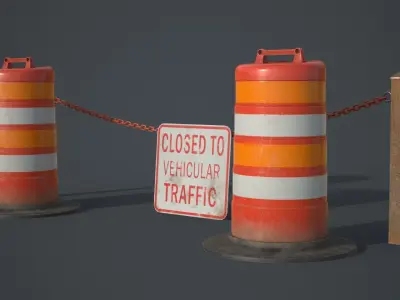 Road Barrier Old Low-poly 3D model