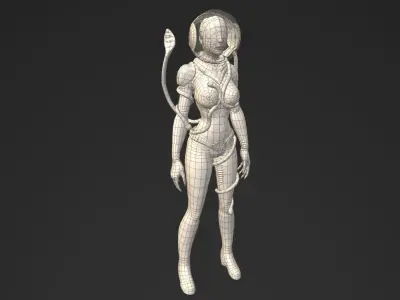 Annelies - Retro Sci-Fi Girl Low-poly 3D model