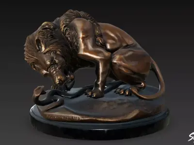 Lion Statue V49 Low-poly 3D model
