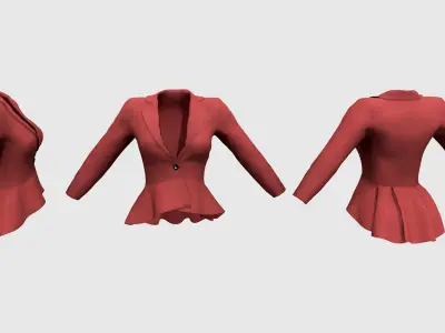 Ladies Peplum Style Jacket Low-poly 3D model