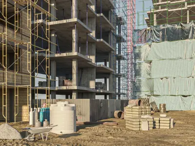 Modular Construction Site 01 Low-poly 3D model