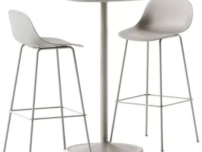 Fiber Bar Stool and Soft Cafe Square Table by Muuto 3D model