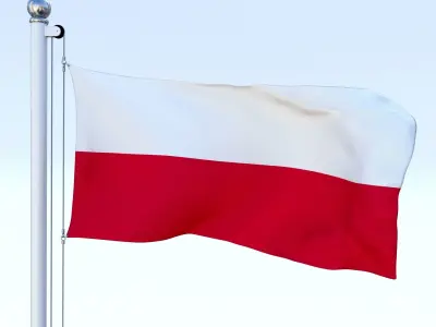 Animated Poland Flag Low-poly 3D model