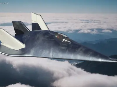  Experimental Jet Aircraft in Flying 