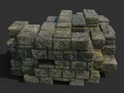 Low poly Mossy Ruin Block 181119 Low-poly 3D model