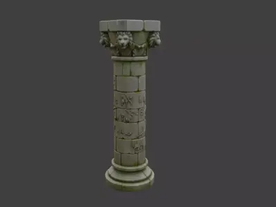 Ancient Ornate Stone Column Low-poly 3D model