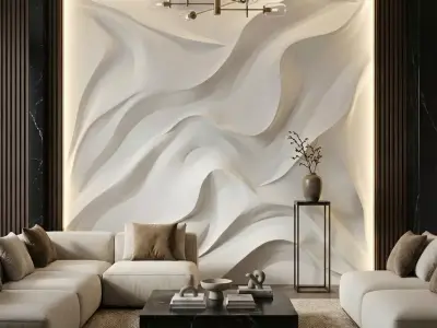 Modern Wave Relief Panel Wall Decor Set STL Mural CNC 367 3D model