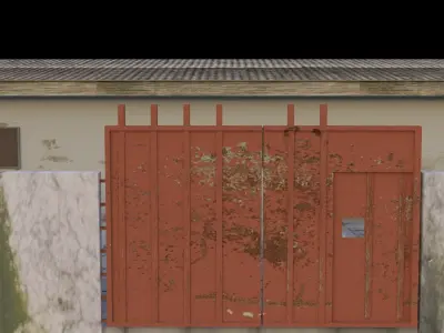 Bungalow building with windows and doors 3D model