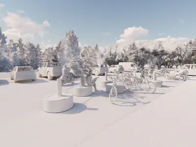 Mobilier urbain assise park a velo Low-poly 3D model