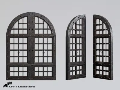 Rusted Medieval Iron Gate Low-poly 3D model