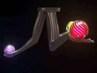 Chandelier hand holding two colorful balls 3D model
