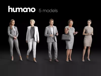 Humano 5-Pack - PEOPLE - TALKING - GROUP - 5x 3D models 03C