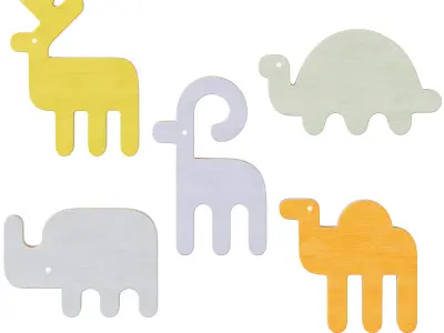 Kids animal furniture handles and wall hooks 3D model