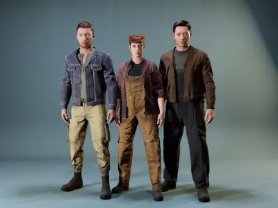 Workwear Outfit Pack  MetaHuman Clothing Low-poly 3D model