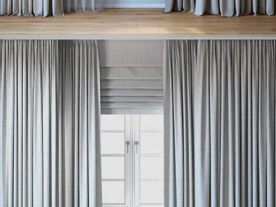 Curtains with Roman curtain and Tulle set 02 3D model