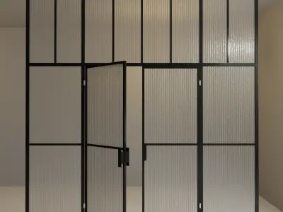 Glass partition door 88 Low-poly 3D model