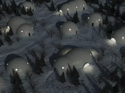Winter Village Of Geodesic Domes 3D model