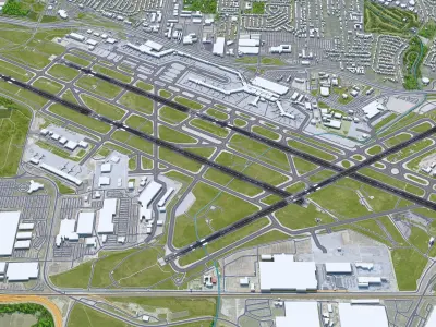 St Louis Lambert Airport 15km Low-poly 3D model