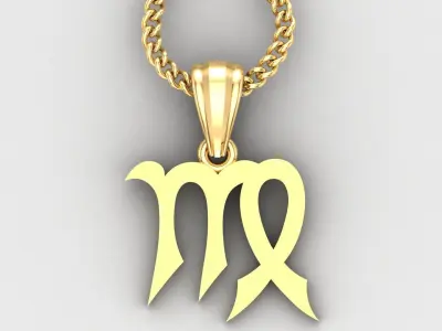 Virgo Light Gold Pendant Version 5 3D print model