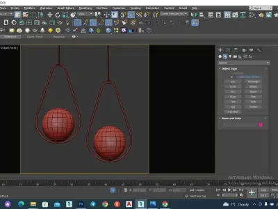 Chandelier pendant light with glass ball hanging from it Low-poly 3D model