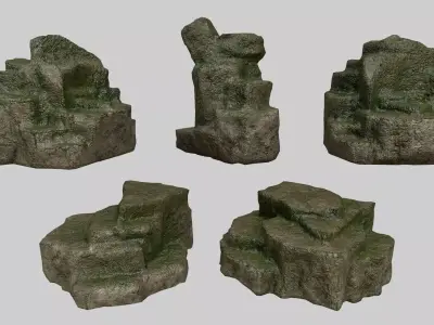 Rock Set Low-poly 3D model 38