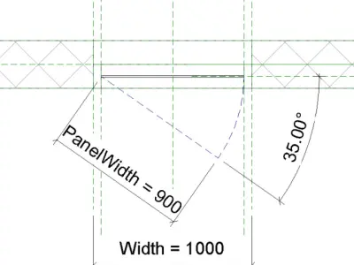 Single casement concept window Parametric Revit family 3D model