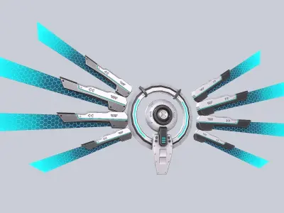 Sci fi wings Low-poly 3D model