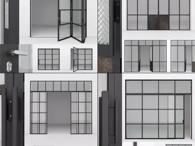 Aluminium door x4 2 3D Model Pack