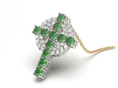 Radiant Elegance 3D Christian Cross Pendant with Diamond PE031 3D print model