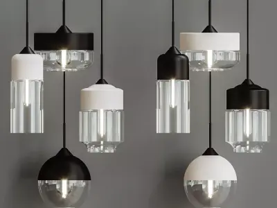 Moderne Hedendaagse Retro Art Metal  Glazen Hanger Lampen 3D model