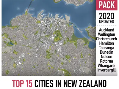 New Zealand - all cities and towns 3D Model Pack