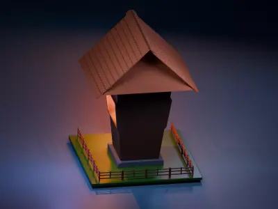 Stylised 3d house  Free low-poly 3D model