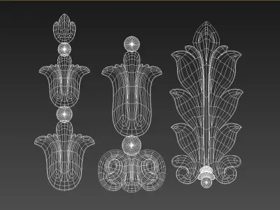 Carved decor vertical 3D model 3D model