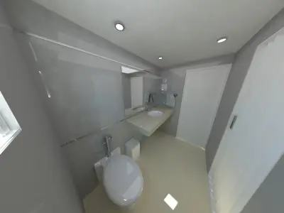 Narrow bathroom design for offices 3D model