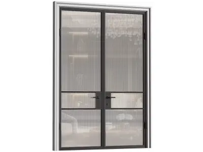 Glass fluted Entrance Loft Interior Doors 3D model