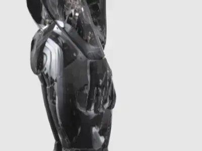 humanoid robot with black metal and mechanical look Low-poly 3D model