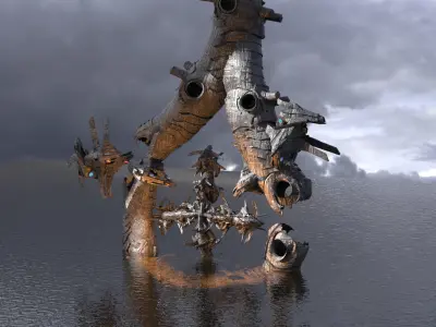 Transformer mech debris station array 4 Low-poly 3D model