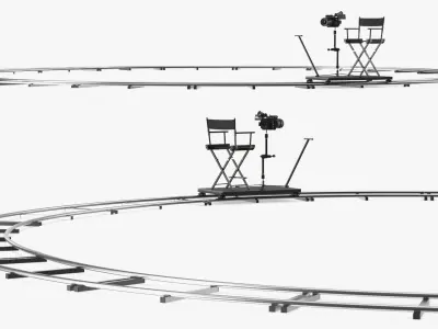  Circular Camera Dolly with Seat and Camcorder 