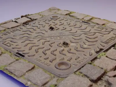 Ultra-realistic cover manhole 01 high-poly 3D model
