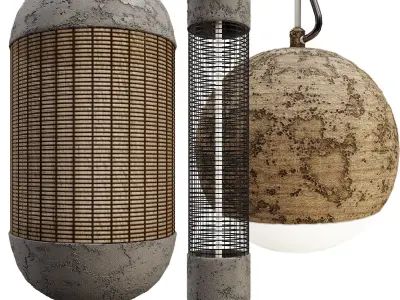 Concrete Pendant Lamp Collection 01 3D model