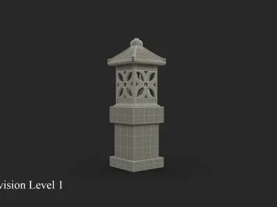 Stone Garden Lamp Balinese Outdoor Lighting 3D model
