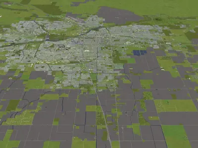 Bakersfield 50x50km City Map Model 3D model