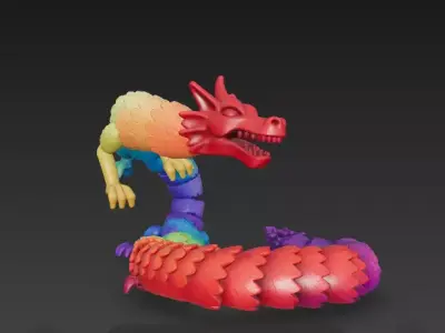Rainbow Flexi Dragon in Motion - Display of Color 3D model
