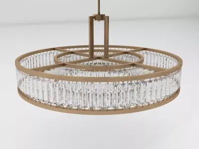 Chandelier circular with clear crystals hanging from it 3D model