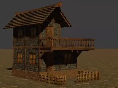 Medieval house seven 16 Low-poly 3D model