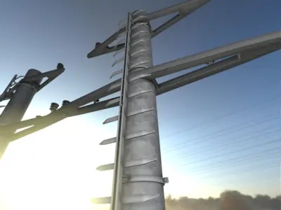Steel power pole with ladder - Objekt 068 Low-poly 3D model
