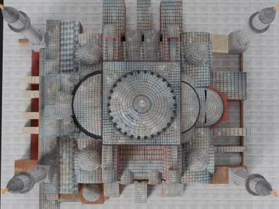 Low Poly Hagia Sophia Mosque - Ayasofya - Turkey Low-poly 3D model