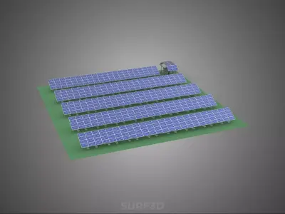SOLAR PANEL POWER STATION PLANT GENERATION ARRAY ROW FIELD FARM 3D model